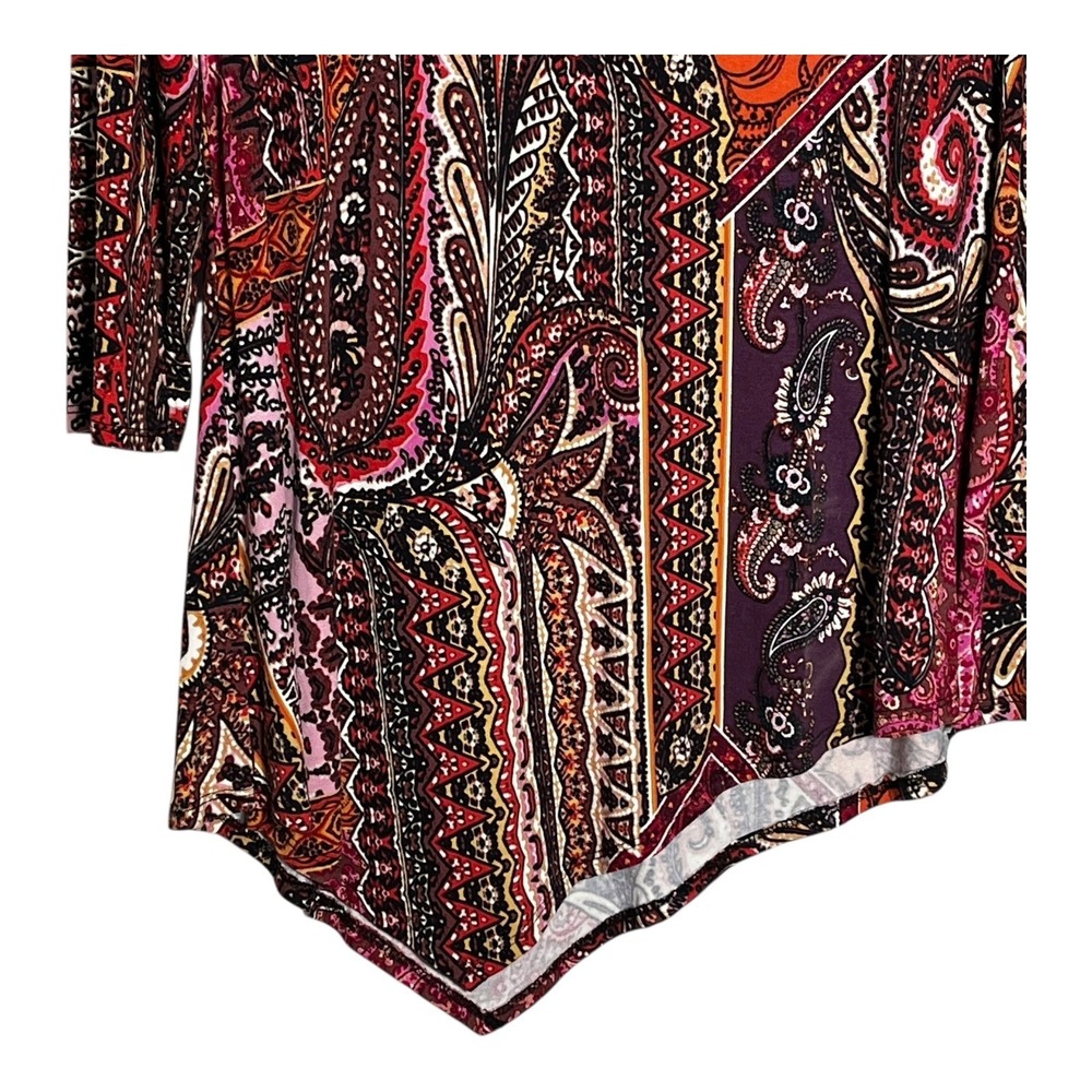 CUPiO Paisley Print Asymmetrical Hem Long Sleeve Tunic Top Womens Size M - Picture 3 of 7